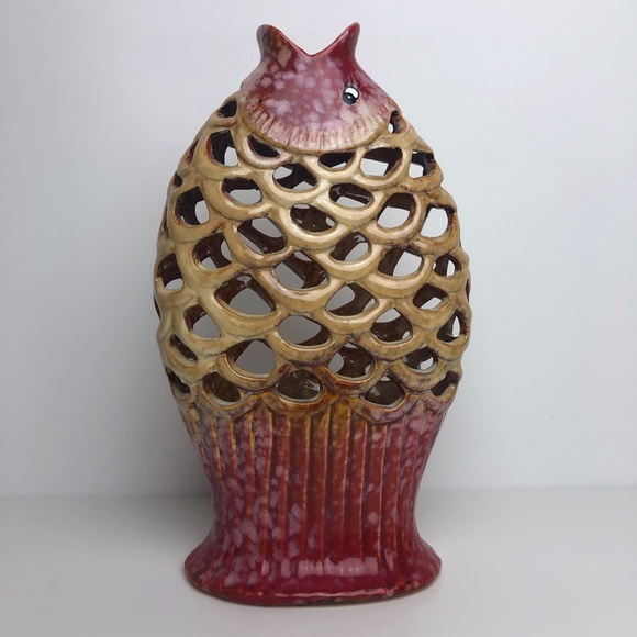 Accents Ombre Ceramic Open Mouth Fish Vase Pottery Poshmark